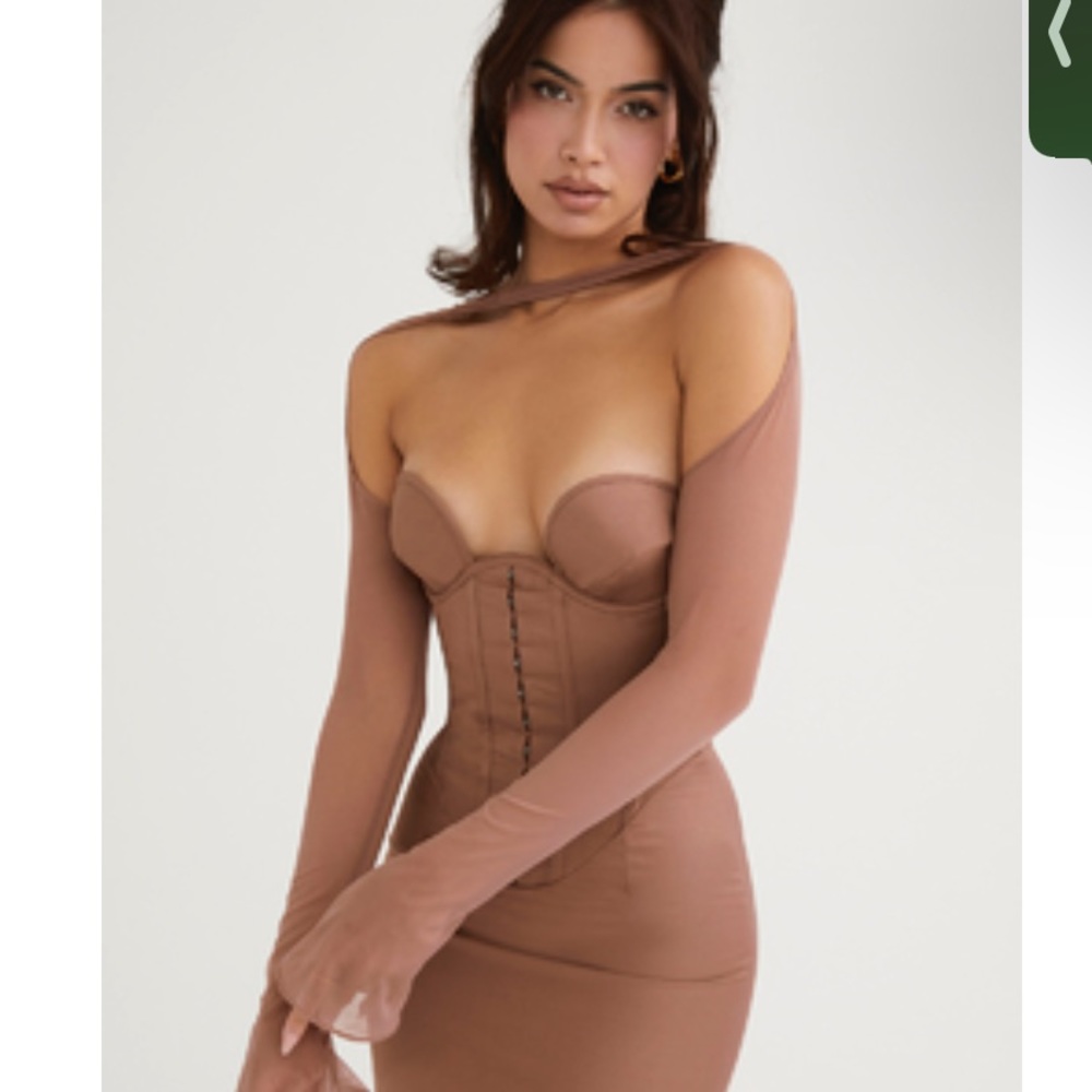 A nude corset mini dress
